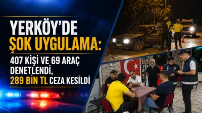 Yerköy İlçe Emniyet Müdürlüğü ekipleri tarafından gerçekleştirilen şok uygulamada yüzlerce