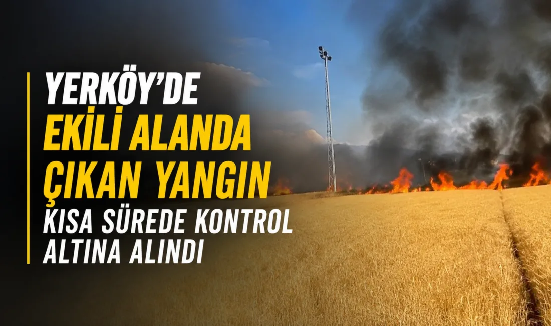 Yerköy'ün Kömüşören köyünde çıkan ekili alan yangını, itfaiye ekiplerinin hızlı