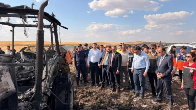 Yozgat Valisi Mehmet Ali Özkan, Yerköy'deki tarla yangınının ardından bölgede