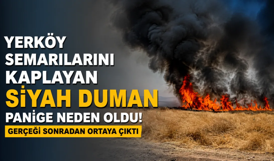 Yerköy'de gökyüzünü kaplayan siyah duman kısa süreli paniğe yol açtı.
