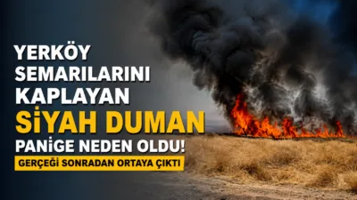 Yerköy'de gökyüzünü kaplayan siyah duman kısa süreli paniğe yol açtı.