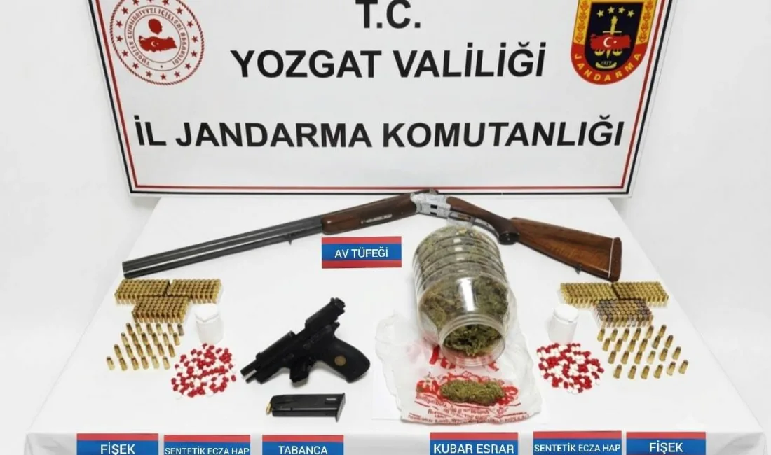Yerköy'de jandarma ekiplerinin düzenlediği operasyonda uyuşturucu madde, ruhsatsız silah ve
