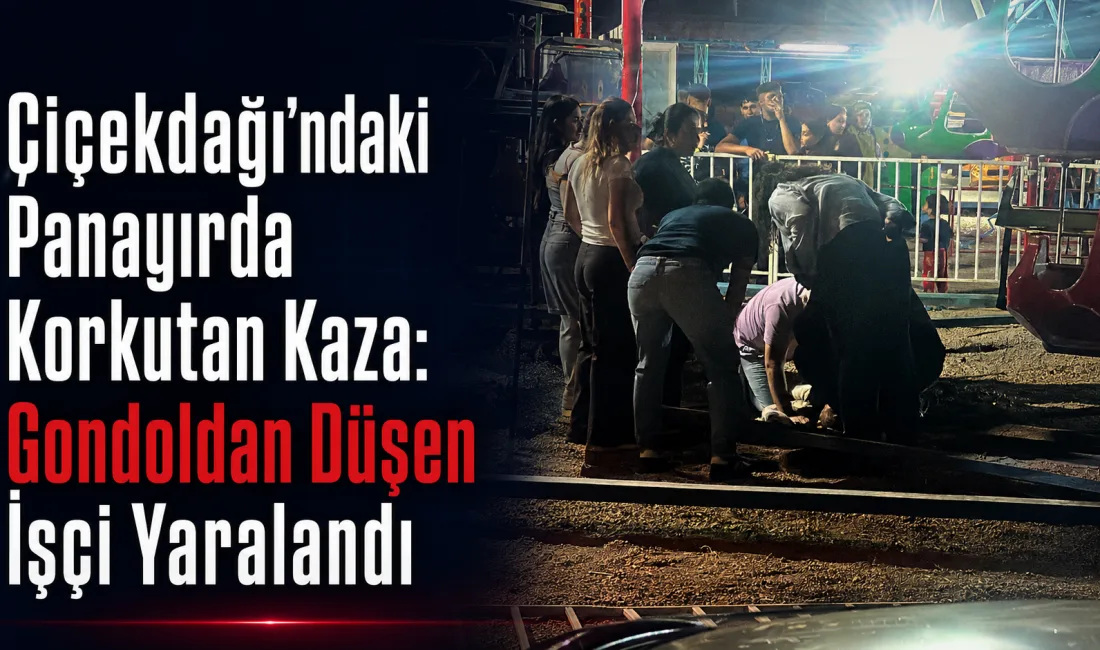 Çiçekdağı’nda bulgur festivali dolayısıyla kurulan panayırda çalışan bir işçi, gondoldan