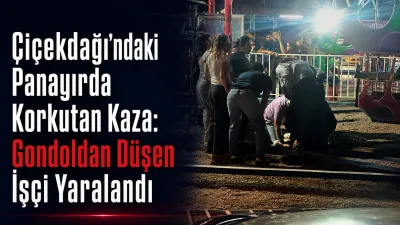 Çiçekdağı’nda bulgur festivali dolayısıyla kurulan panayırda çalışan bir işçi, gondoldan