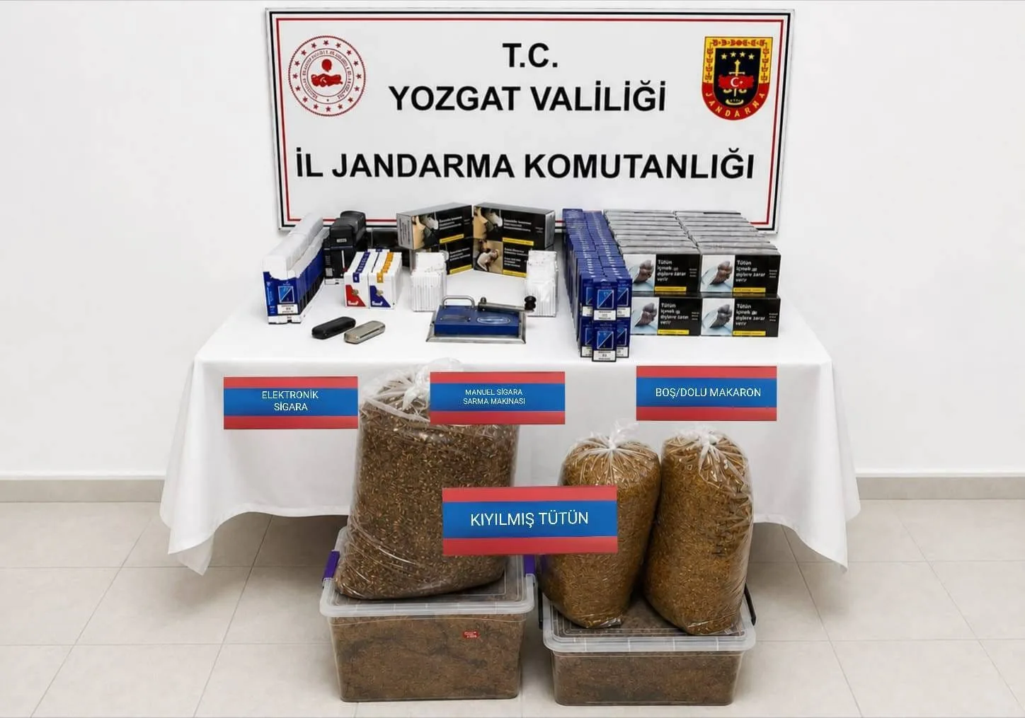 Yozgat’ın Yerköy ilçesinde kaçak tütün ve tütün mamullerine yönelik düzenlenen
