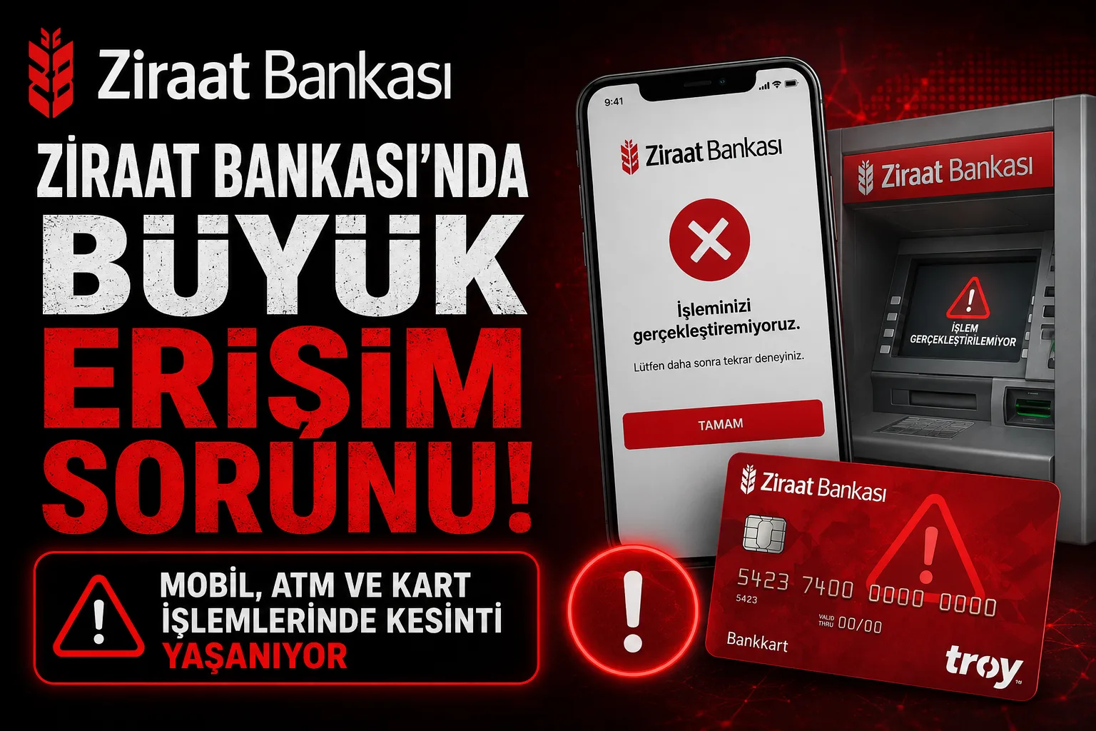 Ziraat Bankası kullanıcıları gece saatlerinden bu yana mobil bankacılık, ATM,