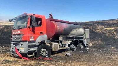 Yozgat’ın Sarıkaya ilçesine bağlı Yaylagül köyünde çıkan anız yangınına müdahale