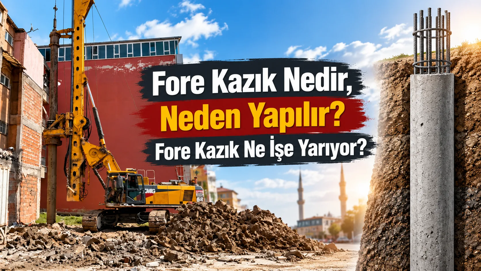 İnşaat alanlarında metrelerce yüksekliğe ulaşan dev makinelerle zeminin derinliklerine yapılan