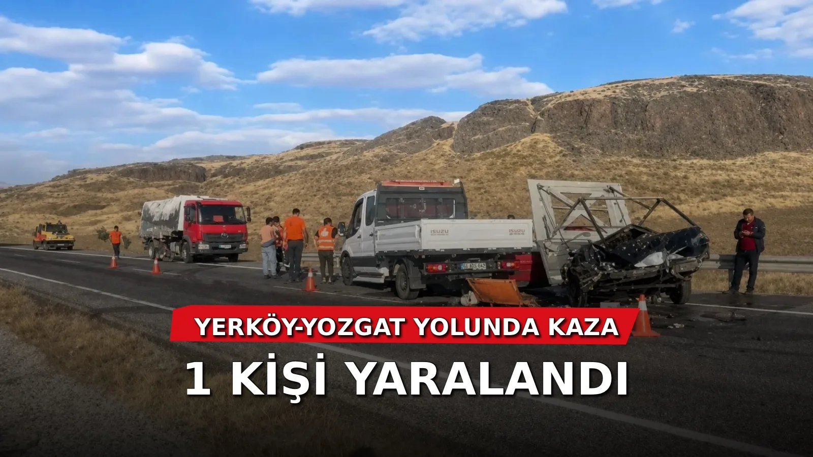 Yozgat yönünde yol çizgisi çalışması yapan kamyonete çarpan Tofaş marka