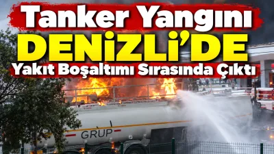 Denizli'nin Pamukkale ilçesindeki bir akaryakıt istasyonunda, yakıt boşaltımı sırasında çıkan