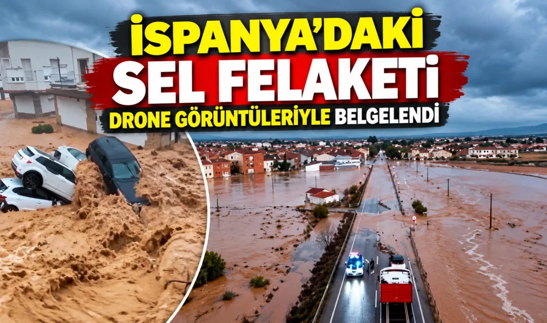 İspanya'nın bazı bölgelerinde meydana gelen yoğun yağışların ardından, drone ile