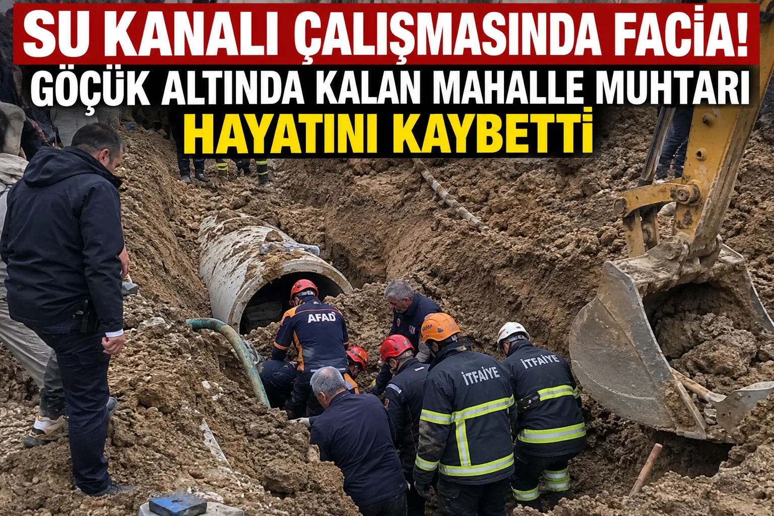 Yürütülen su kanalı çalışması sırasında meydana gelen göçük, bir mahalle