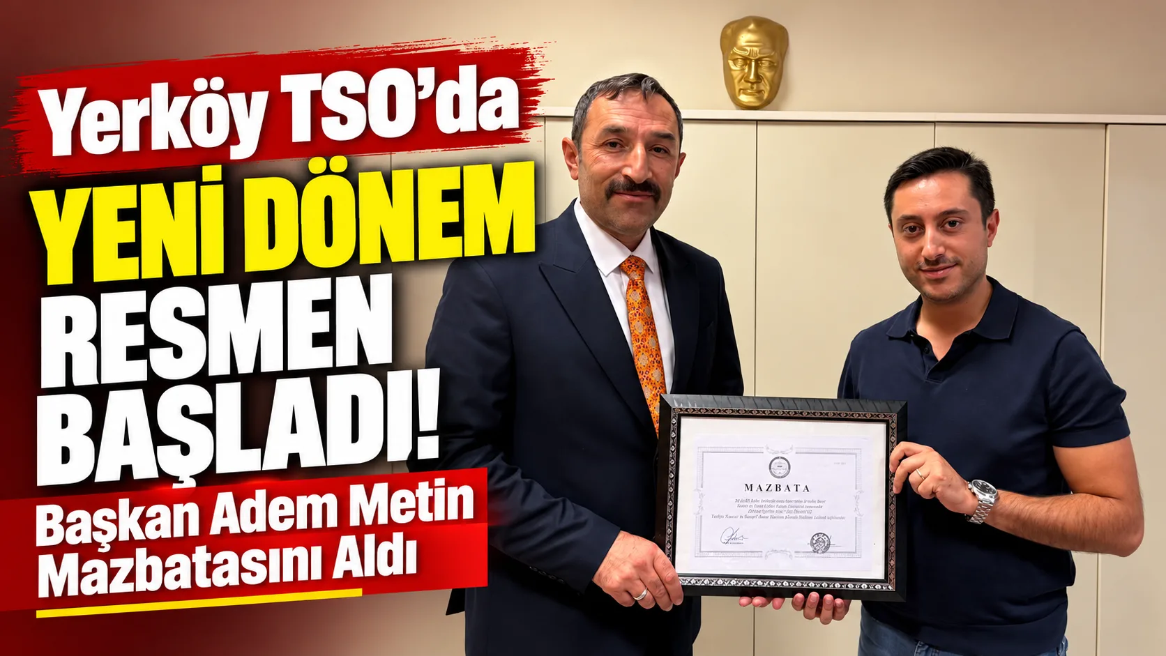 Yerköy Ticaret ve Sanayi Odası Başkanlığına seçilen Adem Metin, yeni