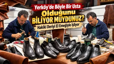 Yerköy’de Arda Kundura işletmecisi Ahmet Şahin, hakiki deriden ayakkabı, bot