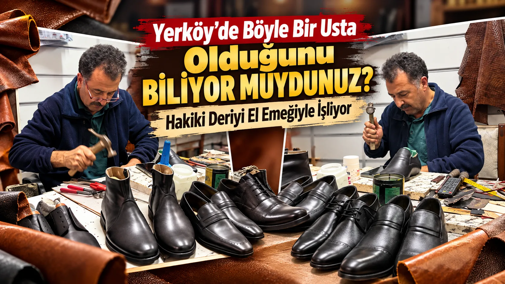 Yerköy’de Arda Kundura işletmecisi Ahmet Şahin, hakiki deriden ayakkabı, bot