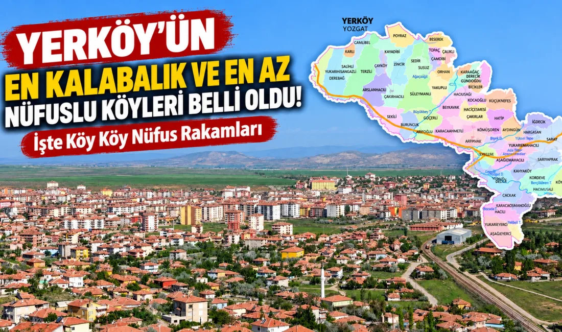 Yerköy ilçemize bağlı 60 köyün nüfus verileri belli oldu. Açıklanan