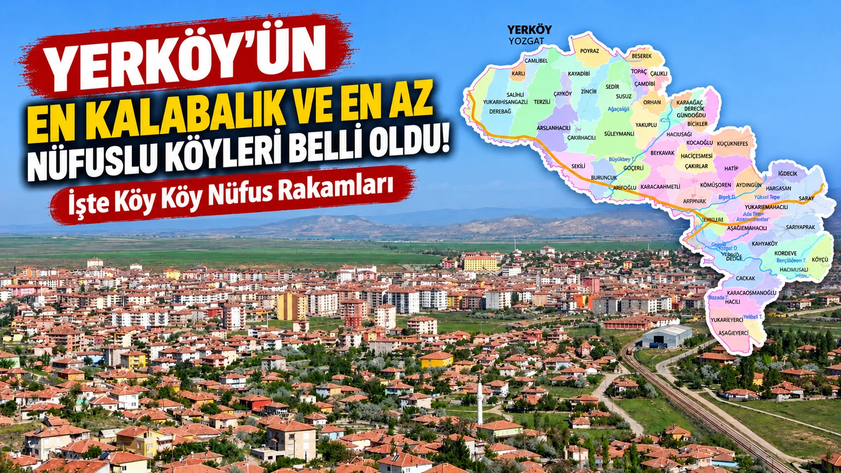 Yerköy ilçemize bağlı 60 köyün nüfus verileri belli oldu. Açıklanan