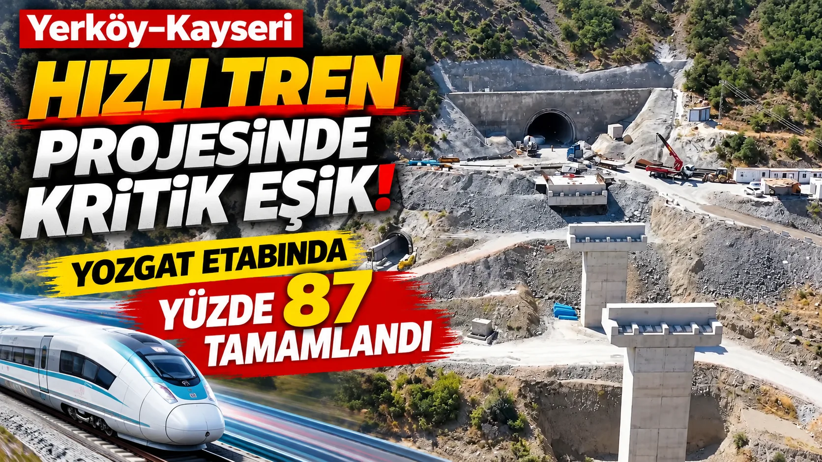 Yerköy’ü Kayseri’ye bağlayacak 142 kilometrelik hızlı tren projesinde çalışmalar hız